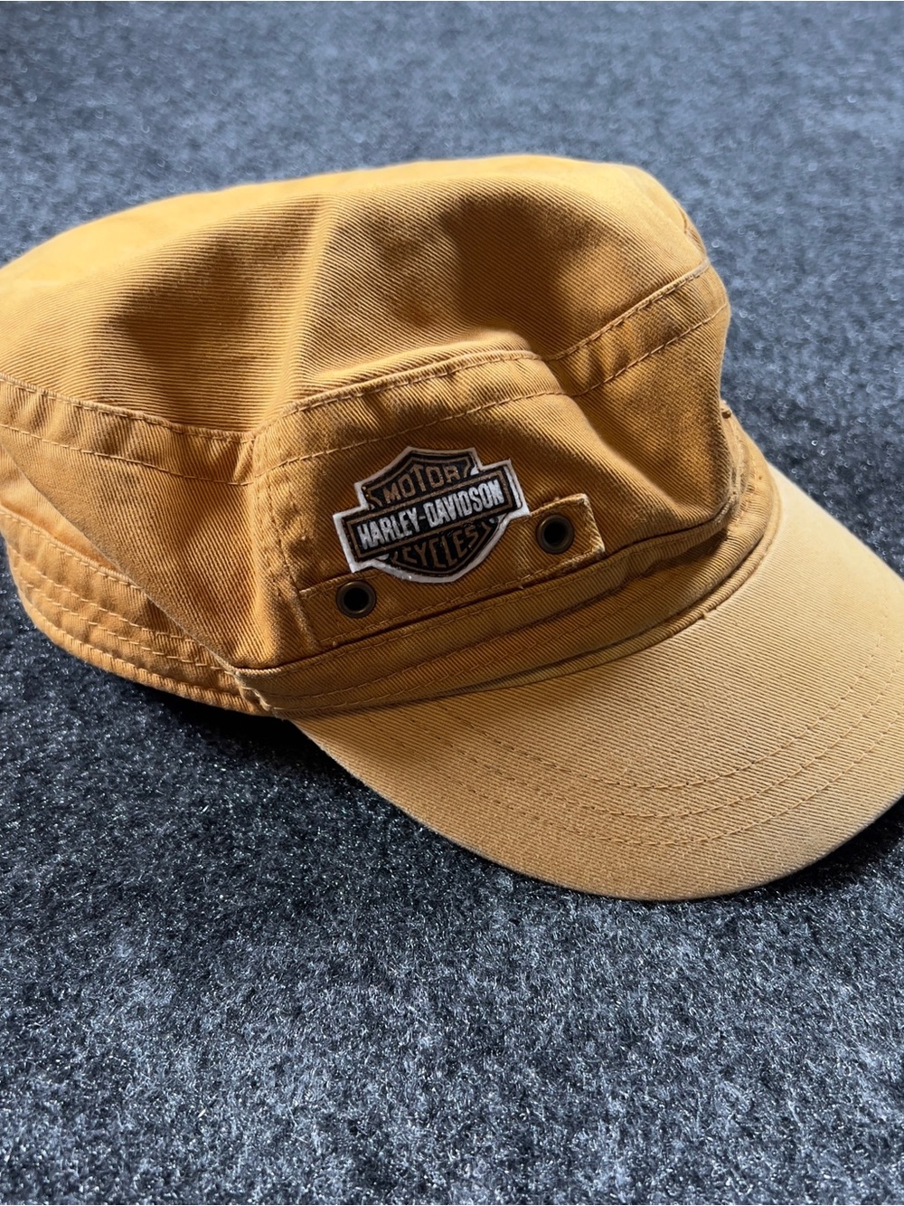 Harley Davidson Brown Military Cadet Biker Hat Adjustable